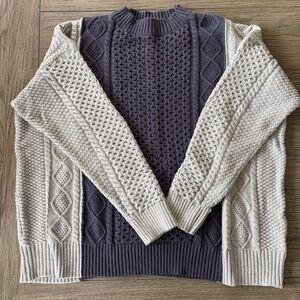 Edikted Women's Crewneck Sweater - Cream and Gray - L - never worn